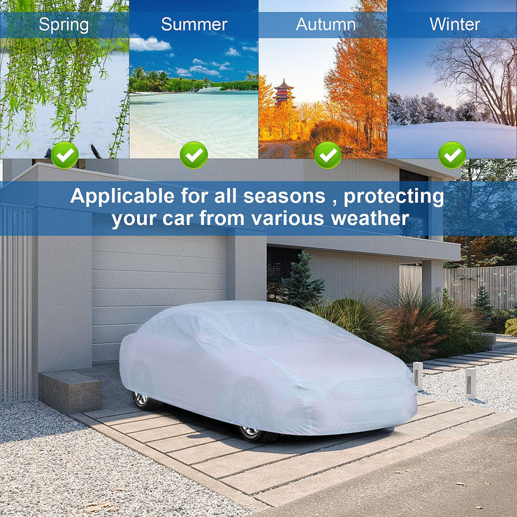 Shoze Car Cover 480x175x120CM Waterproof Breathable UV Universal Protection Outdoor Auto Cover Scratch Proof Durable Car Cover Indoor Car Covers for Winter Summer All Weather Protection (Large)