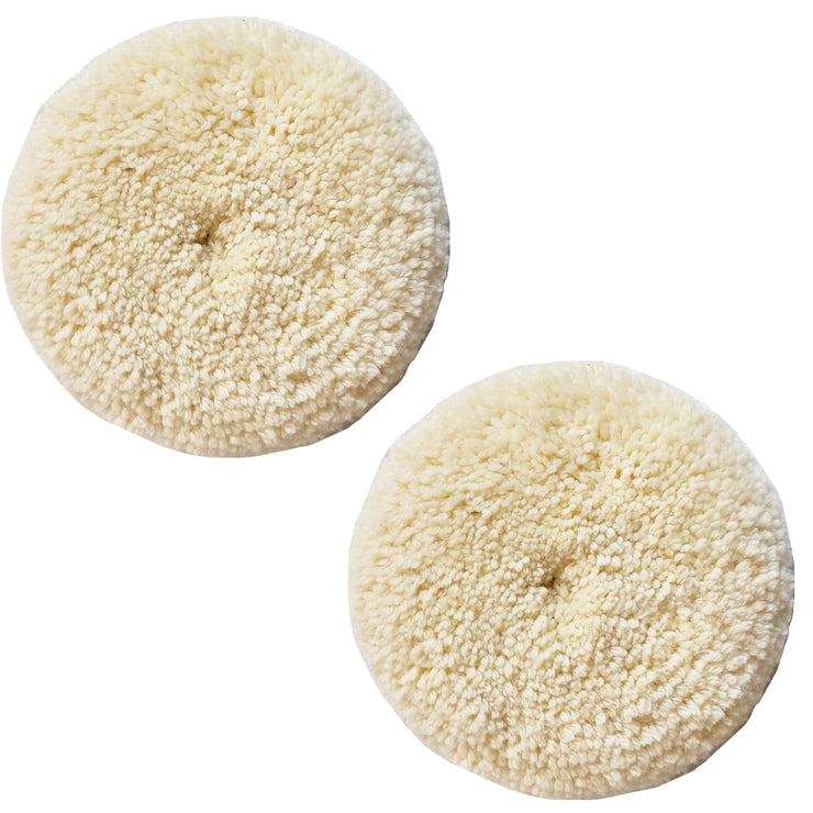 Sisha-A Wool Polishing Pads, 2 Pack 7" (180mm) Buffing Pads with Hook and Loop Back for Compound, Cutting & Polishing, 100% Natural Wool, Thick and Aggressive