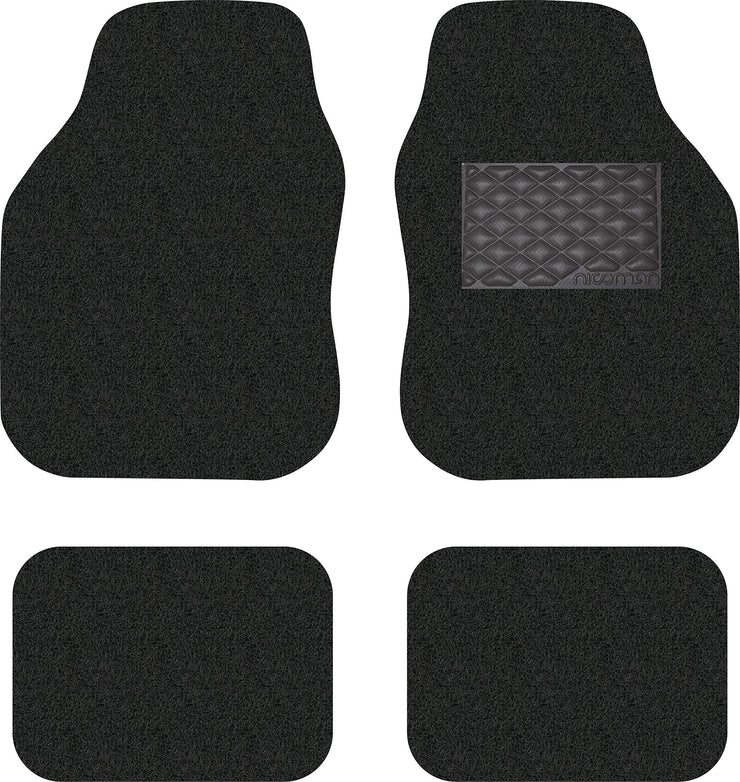 Nicoman Universal Non-Slip Dirt-Traper Jet-Washable Car Mat(BLACK, Full Set 4-Piece)