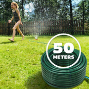 50m Garden Hose Pipe - Reel Reinforced Tough 50 Metre Outdoor Hosepipe | for Watering PVC Braided Pattern Heavy Duty Lawn - Use for Garden Car Van